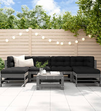 7-tlg. Garten-Lounge-Set Grau Massivholz Kiefer