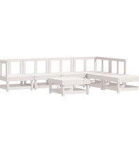 7-tlg. Garten-Lounge-Set Weiß Massivholz Kiefer