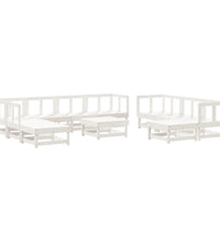 11-tlg. Garten-Lounge-Set Weiß Massivholz Kiefer