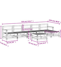 7-tlg. Garten-Lounge-Set Massivholz Kiefer