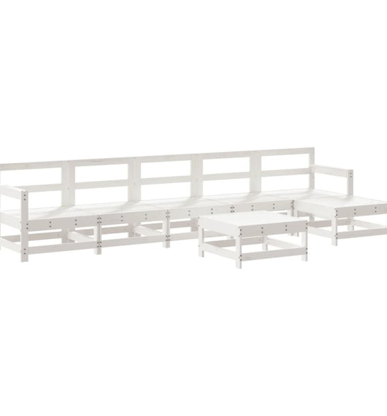 7-tlg. Garten-Lounge-Set Weiß Massivholz Kiefer