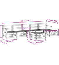 7-tlg. Garten-Lounge-Set Grau Massivholz Kiefer