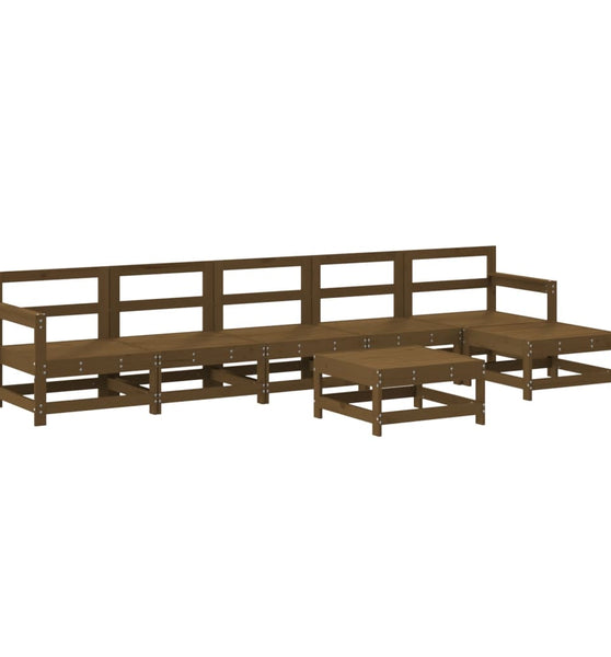 7-tlg. Garten-Lounge-Set Honigbraun Massivholz Kiefer