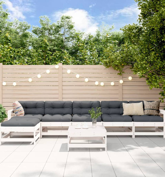 7-tlg. Garten-Lounge-Set Weiß Massivholz Kiefer