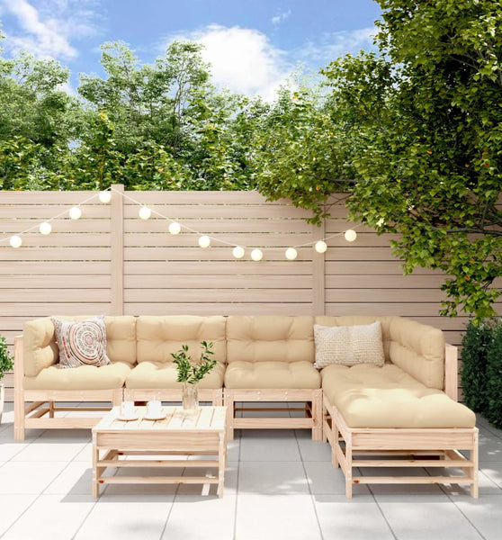 7-tlg. Garten-Lounge-Set Massivholz Kiefer