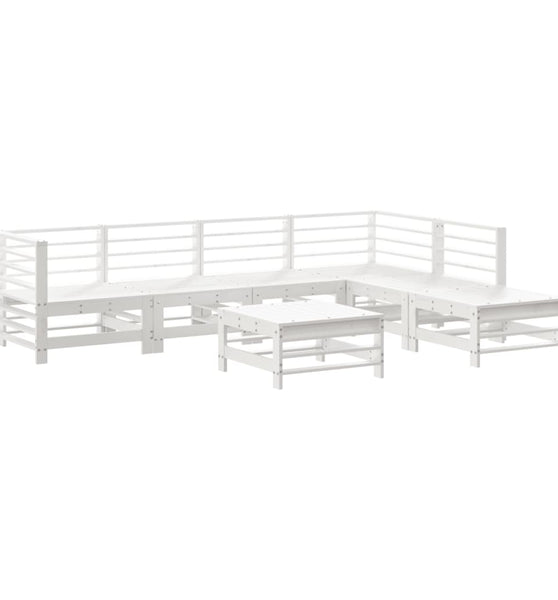 7-tlg. Garten-Lounge-Set Weiß Massivholz Kiefer