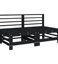 7-tlg. Garten-Lounge-Set Schwarz Massivholz Kiefer