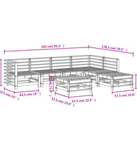 7-tlg. Garten-Lounge-Set Schwarz Massivholz Kiefer