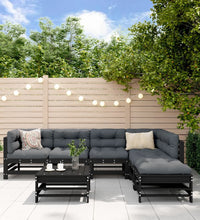 7-tlg. Garten-Lounge-Set Schwarz Massivholz Kiefer