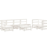 8-tlg. Garten-Lounge-Set Weiß Massivholz Kiefer