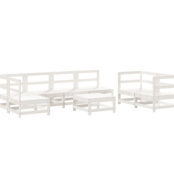 8-tlg. Garten-Lounge-Set Weiß Massivholz Kiefer