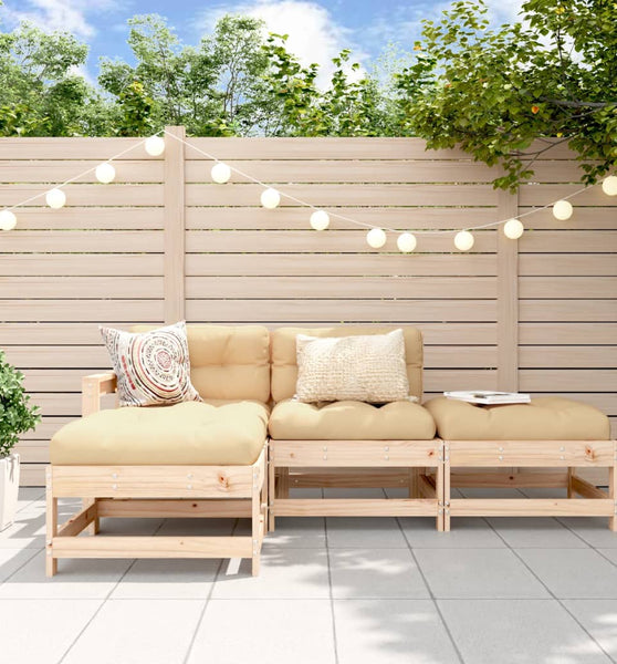 4-tlg. Garten-Lounge-Set Massivholz Kiefer