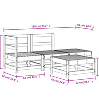 4-tlg. Garten-Lounge-Set Grau Massivholz Kiefer