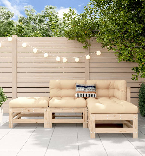 4-tlg. Garten-Lounge-Set Massivholz Kiefer