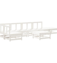 7-tlg. Garten-Lounge-Set Weiß Massivholz Kiefer