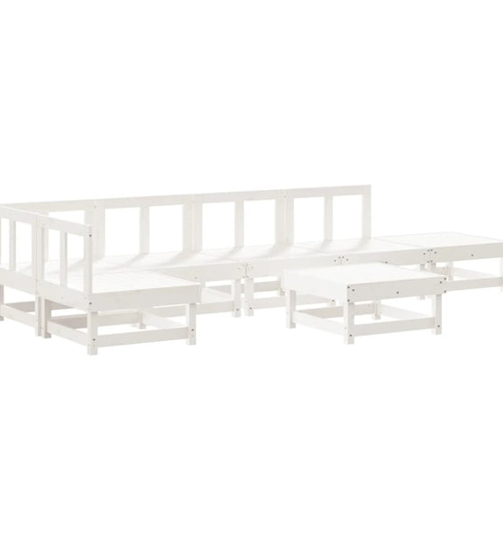 7-tlg. Garten-Lounge-Set Weiß Massivholz Kiefer