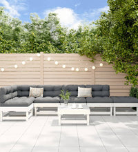 7-tlg. Garten-Lounge-Set Weiß Massivholz Kiefer