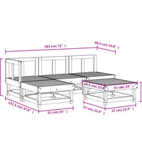 5-tlg. Garten-Lounge-Set Massivholz Kiefer