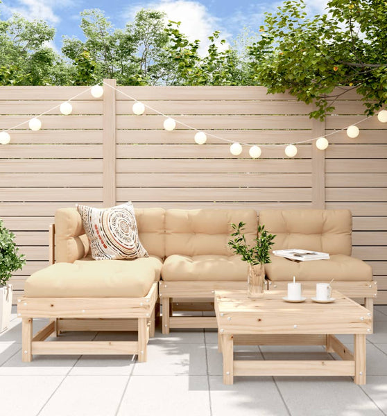 5-tlg. Garten-Lounge-Set Massivholz Kiefer
