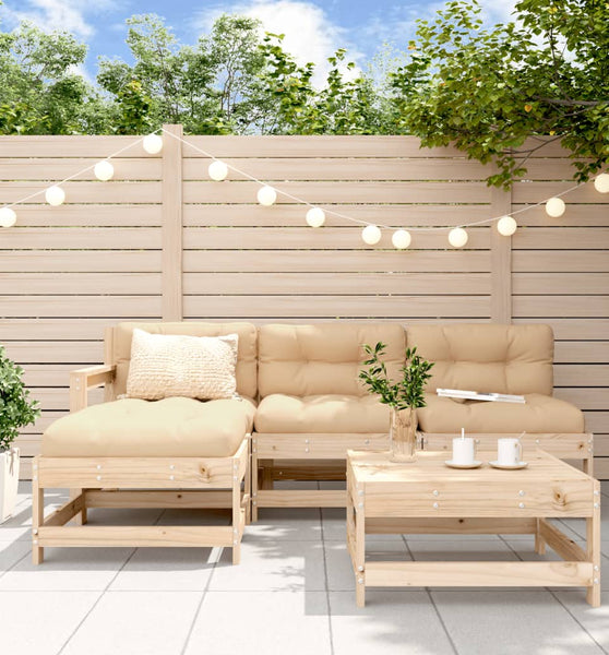 5-tlg. Garten-Lounge-Set Massivholz Kiefer