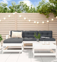 5-tlg. Garten-Lounge-Set Weiß Massivholz Kiefer