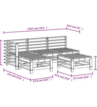 5-tlg. Garten-Lounge-Set Massivholz Kiefer