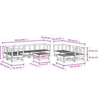 10-tlg. Garten-Lounge-Set Massivholz Kiefer