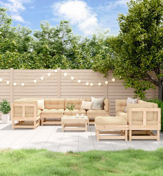 10-tlg. Garten-Lounge-Set Massivholz Kiefer