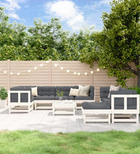 10-tlg. Garten-Lounge-Set Weiß Massivholz Kiefer