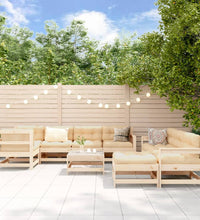 10-tlg. Garten-Lounge-Set Massivholz Kiefer