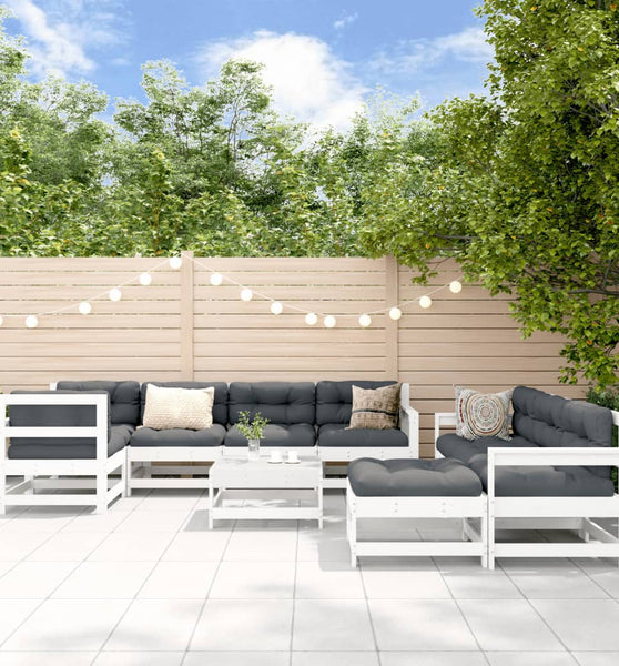 10-tlg. Garten-Lounge-Set Weiß Massivholz Kiefer