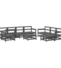 10-tlg. Garten-Lounge-Set Grau Massivholz Kiefer