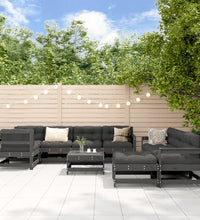 10-tlg. Garten-Lounge-Set Grau Massivholz Kiefer