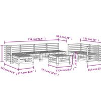 8-tlg. Garten-Lounge-Set Massivholz Kiefer