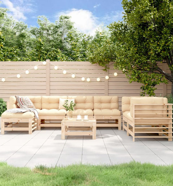 8-tlg. Garten-Lounge-Set Massivholz Kiefer