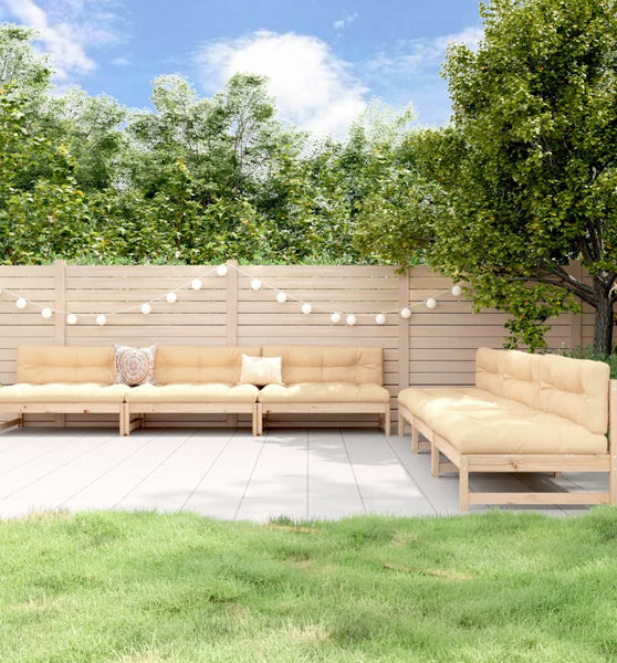 6-tlg. Garten-Lounge-Set Massivholz Kiefer