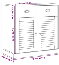 Sideboard mit Schubladen VIGO 78x40x75 cm Massivholz Kiefer