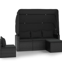 4-tlg. Garten-Sofagarnitur mit Kissen Schwarz Poly Rattan