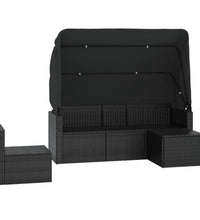 4-tlg. Garten-Sofagarnitur mit Kissen Schwarz Poly Rattan