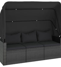 4-tlg. Garten-Sofagarnitur mit Kissen Schwarz Poly Rattan