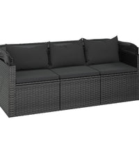 4-tlg. Garten-Sofagarnitur mit Kissen Schwarz Poly Rattan