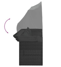4-tlg. Garten-Sofagarnitur mit Kissen Schwarz Poly Rattan