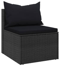 4-tlg. Garten-Sofagarnitur mit Kissen Schwarz Poly Rattan
