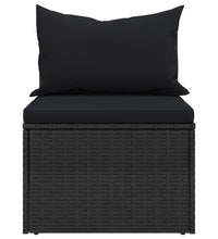 4-tlg. Garten-Sofagarnitur mit Kissen Schwarz Poly Rattan