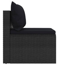 4-tlg. Garten-Sofagarnitur mit Kissen Schwarz Poly Rattan