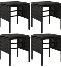 6-tlg. Garten-Essgruppe mit Kissen Schwarz Poly Rattan