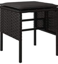 6-tlg. Garten-Essgruppe mit Kissen Schwarz Poly Rattan