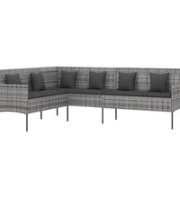 6-tlg. Garten-Essgruppe mit Kissen Grau Poly Rattan
