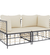 Ecksofas mit Kissen 2 Stk. Modular Poly Rattan