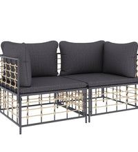 Ecksofas mit Kissen 2 Stk. Modular Poly Rattan